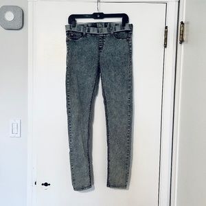 Women's Denim Skinny Bleached Acid Wash Leggings Stretch Cotton Spandex